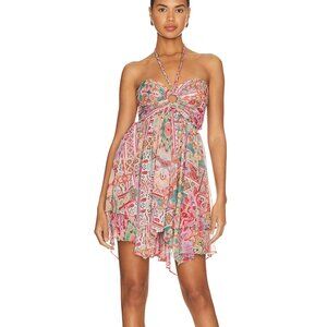 Worn-Once Misa Los Angeles Bendetta Mini Halter Dress | Palazzo Tile | Size XL